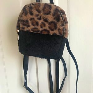 NWOT Mini backpack fuzzy cheetah